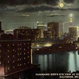 Panoramic Bird´s Eye View at Night from Harbor