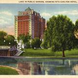 Lake in Public Garden, Showing Ritz-Carlton Hotel