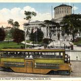 Double Decker in Front Of State Capitol
