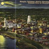 Memphis, Tennessee, showing Mississippi River and River Drive by Moonlight