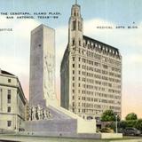 The Cenotaph, Alamo Plaza. Post Office / Medical Arts Bldg.