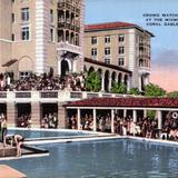 Crowd watching water sports at the Miami Biltmore Pool