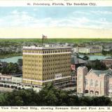 Bird´s eye view from Pheil Building, showing Suwanee Hotel and First Avenue M.E. Church