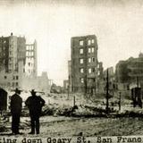 Looking down Geary St, after the 1906 Earthquake and Fire