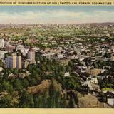 A portion of business section of Hollywood, Los Angeles in the distance