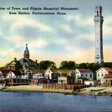 Center of Town and Pilgrim Memorial Monument from Harbor