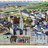 Aerial view of Downtown Cleveland, showing Terminal Tower and Terminal Group