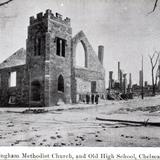 Bellingham Methodist Church, and Old High School ruins after the 1908 Fire