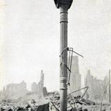 Light Post on 3rd. St. And Broadway, after the Big Fire of April 12, 1908