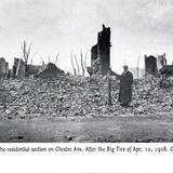 Ruins of the residencial section on Chester Ave. after the Big Fire of April 12, 1908
