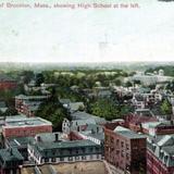 Bird´s eye view of Brockton, showing High School at the left