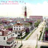 Bird´s eye view of Atlantic City, Lighthouse and Ocean in distance