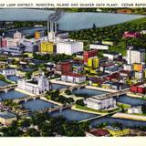 Air view of Loop District, Municipal Island and Quaker Oats Plant