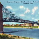 Suspension brigde over the Ohio River, showing Cincinnati in background